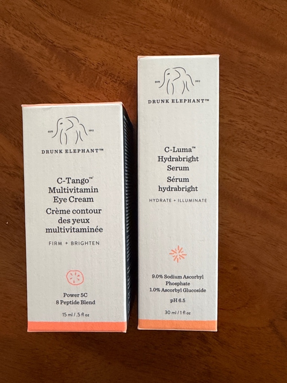 DRUNK ELEPHANT C-TANGO EYE CREAM & C-LUMA HYDRABRIGHT SERUM BNIB retail $133